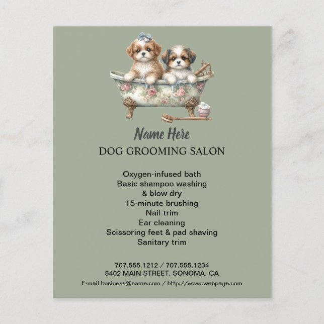 Dog grooming business personalised flyer (Front)