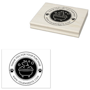 Dog Grooming Business Wood Art Stamp with Logo