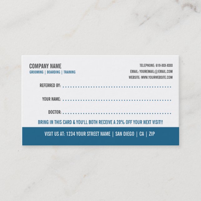 Dog Grooming Customer Referral Card (Front)