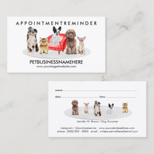 Dog Grooming Cute Pet Appointment Reminder Business Card