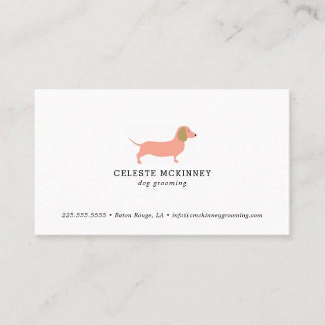 Dog Grooming Dachshund Business Card (Front)