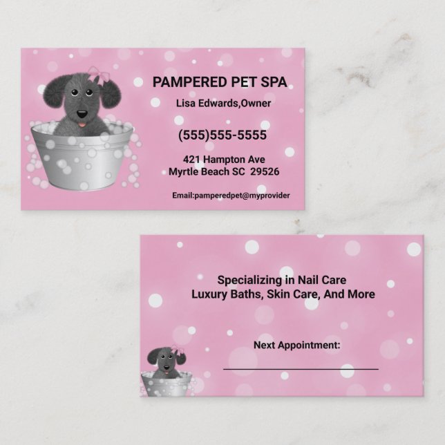Dog Grooming Dog Spa Appointment Card (Front/Back)