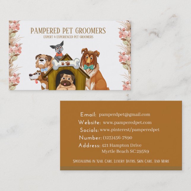 Dog Grooming Dog Spa Business Card (Front/Back)