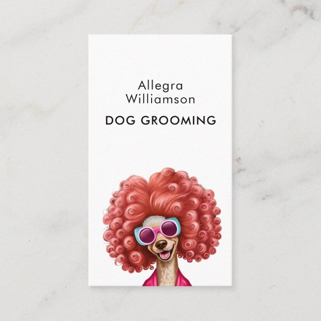 Dog Grooming Fun Pink Poodle Business Card (Front)