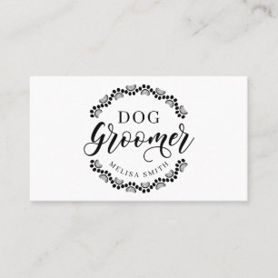 Dog grooming in shape of a circle-editable colour business card