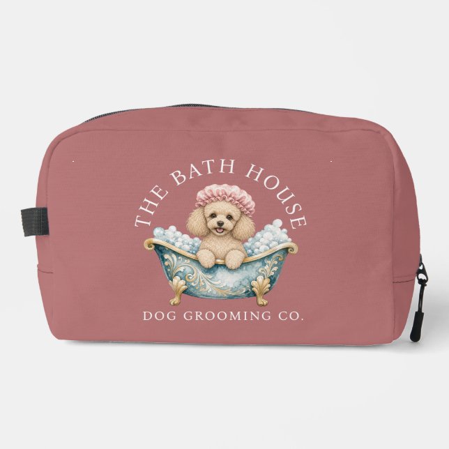 Dog Grooming Kit Wash Bag Cute Toy Poodle In Bath (Front)