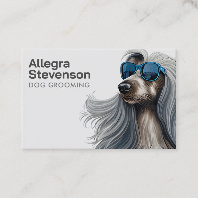 Dog Grooming Modern Simple Typography Hound Business Card (Front)