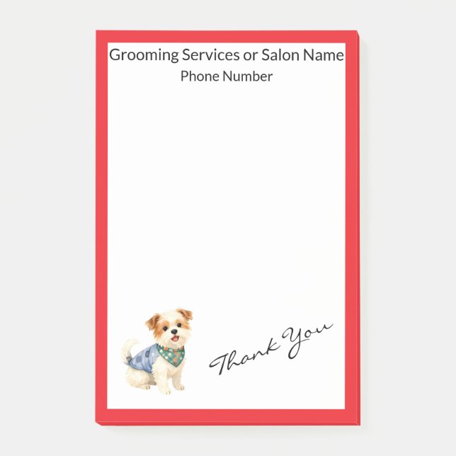 Dog Grooming Personalised Gold Elegant Collection Post-it Notes (Front)