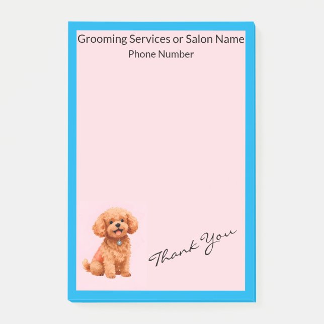 Dog Grooming Personalised Modern Collection Post-it Notes (Front)