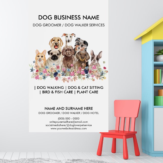 Dog grooming pet sitter Canine walker business Poster (Nursery 1)