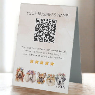 Dog Grooming QR code Customer Review Beige