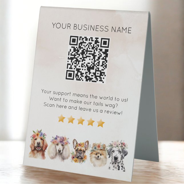 Dog Grooming QR code Customer Review Beige (Creator Uploaded)