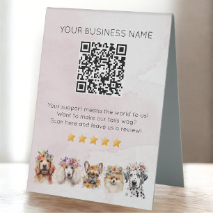 Dog Grooming QR code Customer Review Pink