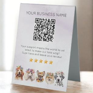 Dog Grooming QR code Customer Review Purple