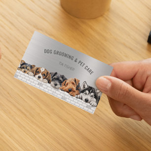 Dog Grooming QR Code Social Media Pet Sitter Business Card
