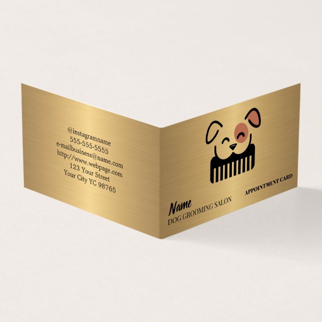 Dog grooming salon Appointment Business Card (Outside)