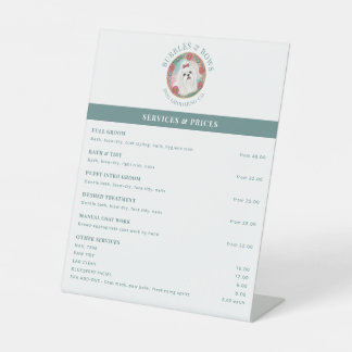 Dog Grooming Salon Price List Cute Maltese Logo Pedestal Sign
