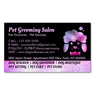 Dog Grooming Salon purple bath spa Magnetic Business Card