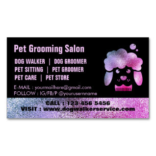 Dog Grooming Salon purple bath spa Magnetic Business Card