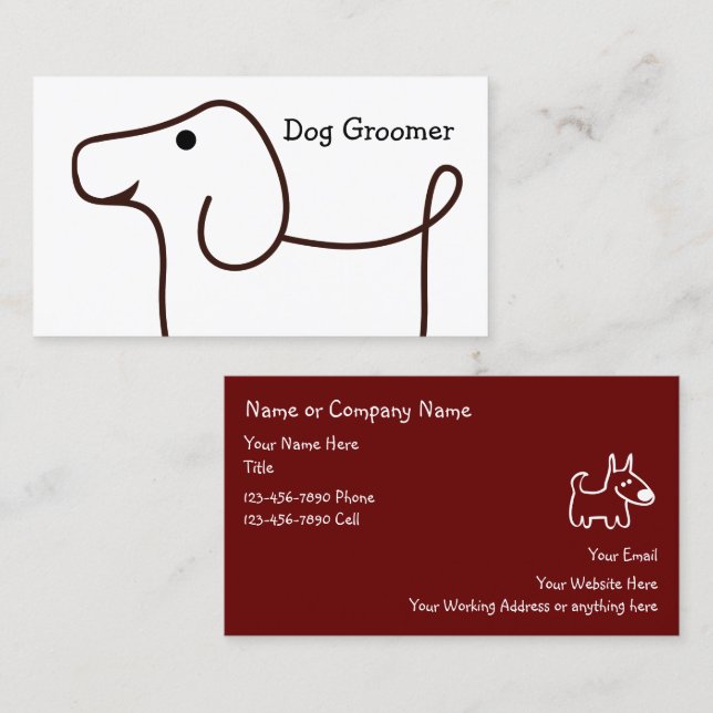Dog Grooming Service Business Cards (Front/Back)