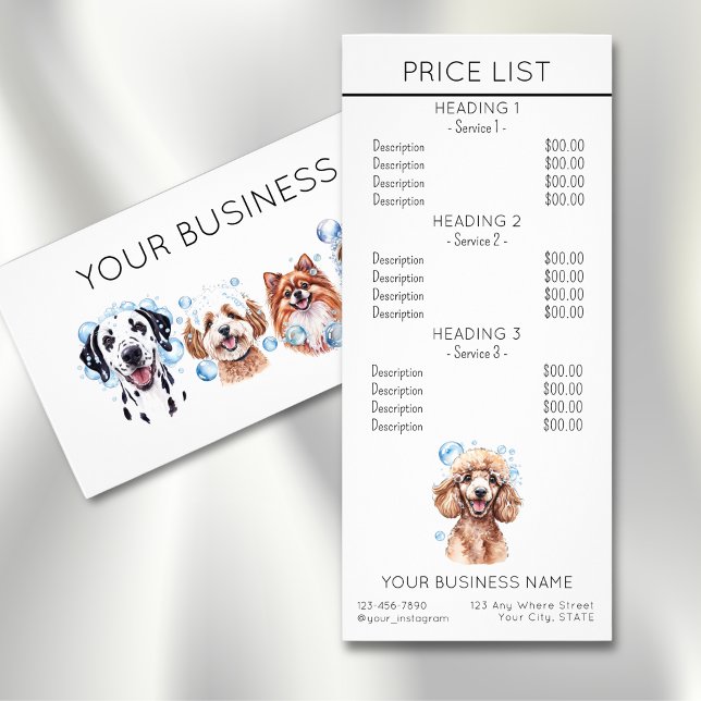 Dog grooming service price list  rack card (Creator Uploaded)