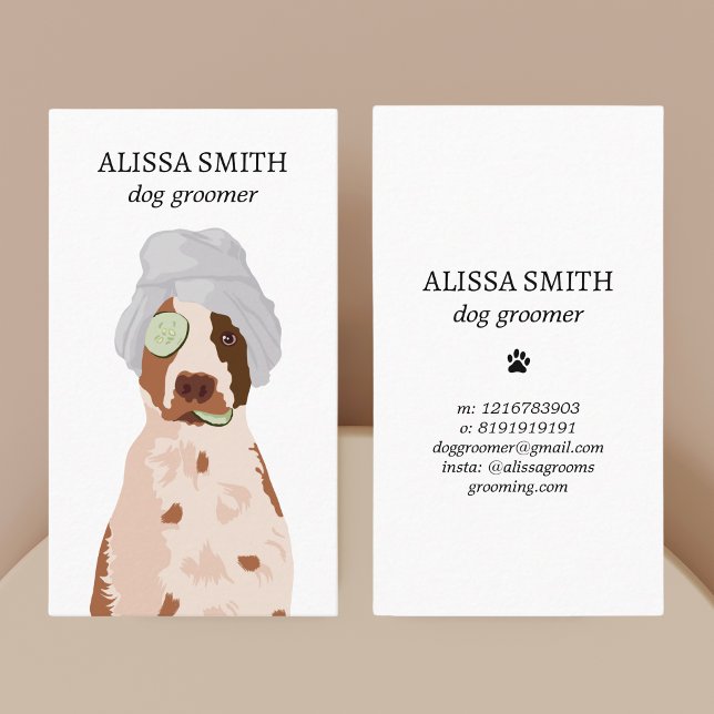 Dog Grooming Spa Funny Aesthetic Business Card (Dog Groomer Spa Business Card)