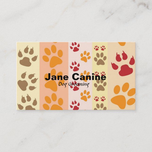 Dog Grooming stylish modern paw print Business Card (Front)