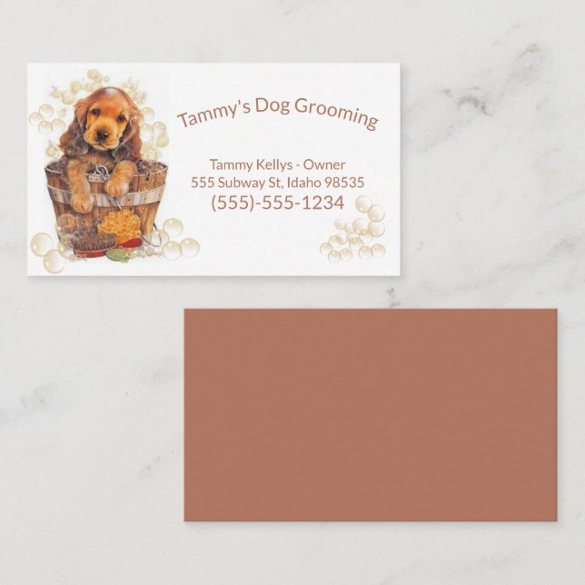 Dog grooming With A dog in Bubbles  Business Card (Front/Back)
