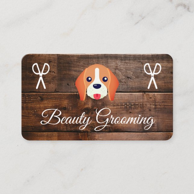 Dog Grooming Wood Panels Business Card (Front)