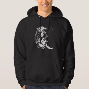 Dog Guitarist Guitar - Borzoi Dad Mum Hoodie