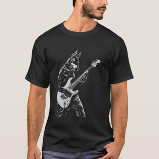 Dog Guitarist Guitar - Doberman Dad Mum T-Shirt