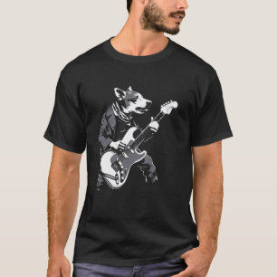 Dog Guitarist Guitar - Rat Terrier Dad Mom T-Shirt