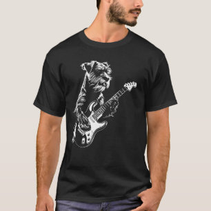 Dog Guitarist Guitar - Schnauzer Dad Mum T-Shirt
