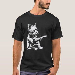 Dog Guitarist Guitar - Westie Dad Mum T-Shirt