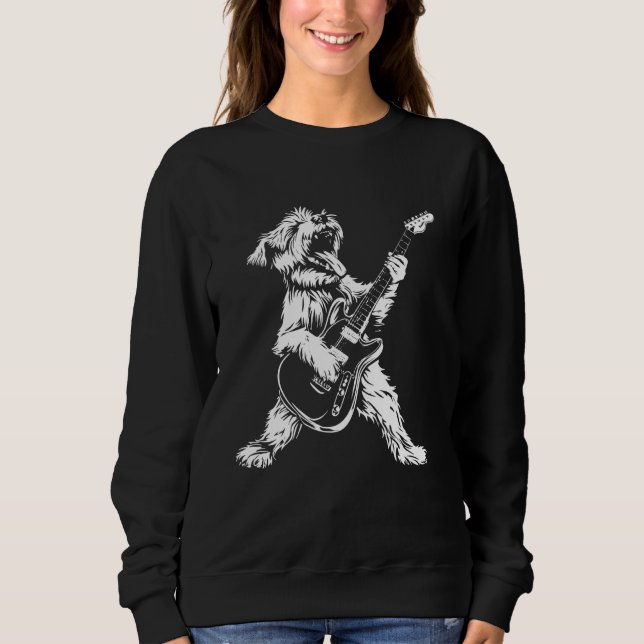 Dog Guitarist Guitar - Wheaten Terrier Dad Mum Sweatshirt (Front)