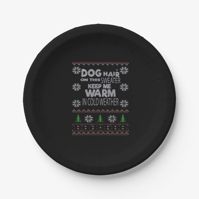 Dog Hair Christmas Sweater Essential T-Shirt Paper Plate (Front)