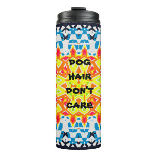 DOG HAIR DON'T CARE Orange Navy Abstract Thermal Tumbler
