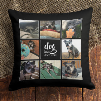 Dog Hair Don't Care 🐾 Pet Photo Collage Cushion