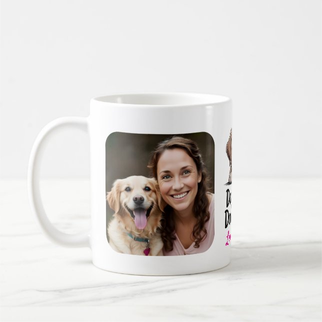 Dog Hair, Don't Care Retriever Puppy Photo Name Coffee Mug (Left)