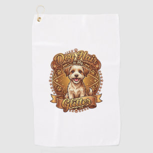 Dog Hair Is Glitter Fluffy Gold Ribbon_1 Golf Towel