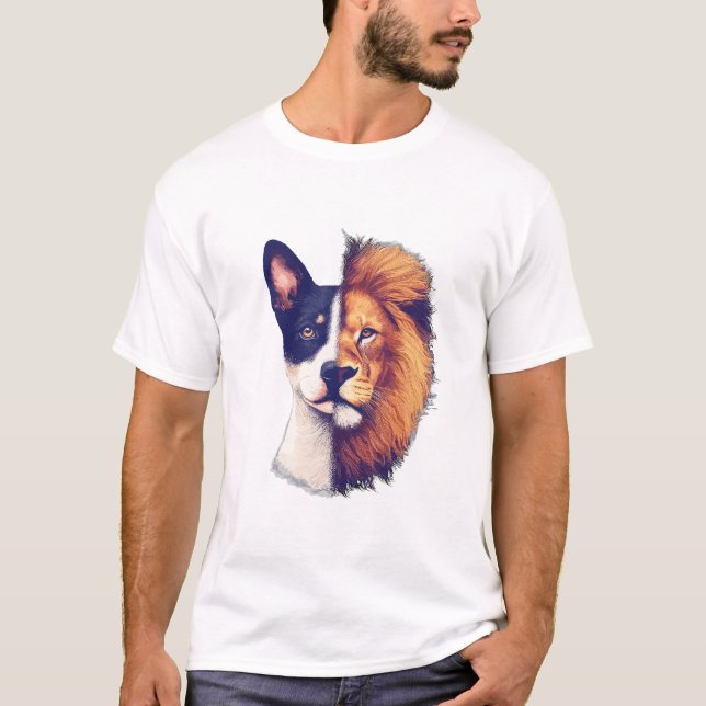 dog half Lion animal art T-Shirt (Front)