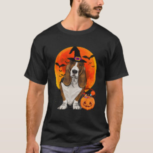 Dog Halloween Basset Hound Jack O Lantern Pumpkin  T-Shirt