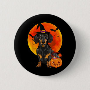 Dog Halloween Black Dachshund Jack O Lantern 6 Cm Round Badge