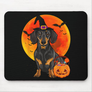 Dog Halloween Black Dachshund Jack O Lantern Mouse Pad