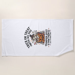 Dog Halloween Candy Night Beach Towel