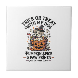 Dog Halloween Candy Night Ceramic Tile