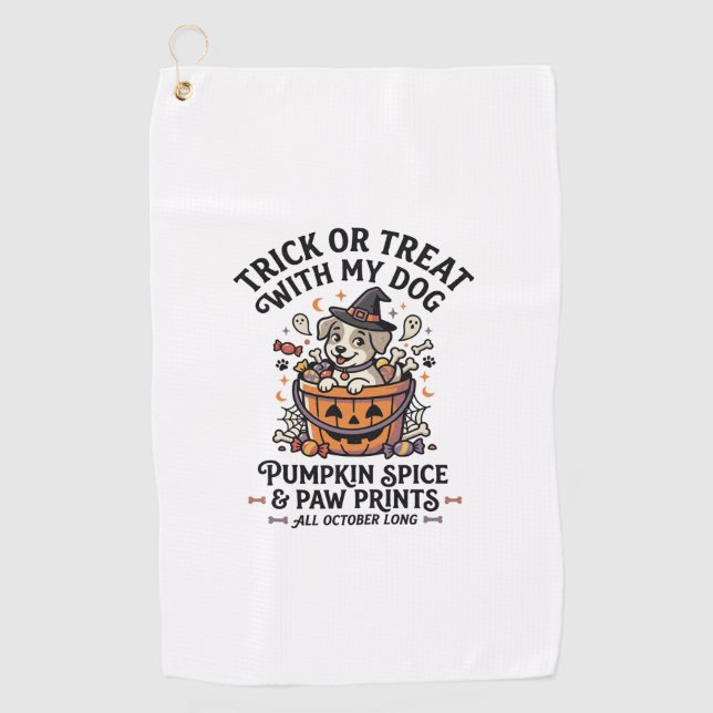 Dog Halloween Candy Night Golf Towel (Front)