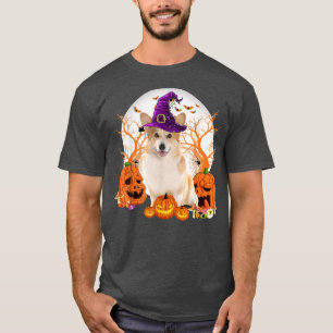 Dog Halloween Corgi Dog Jack O Lantern Pumpkin  T-Shirt