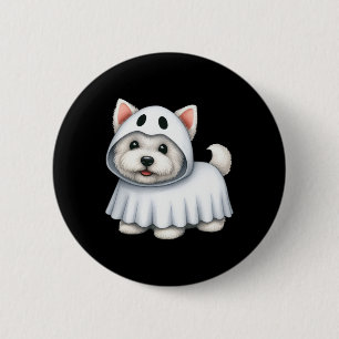 Dog Halloween Costume Ghost West Highland Terrier  6 Cm Round Badge
