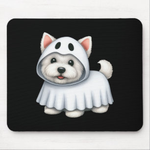 Dog Halloween Costume Ghost West Highland Terrier Mouse Pad